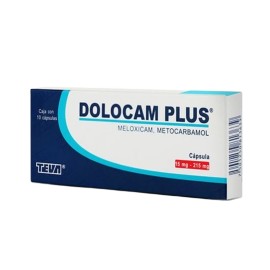 Dolocam Plus 10 capsules Meloxicam 15mg. Metocarbamol 215mg.